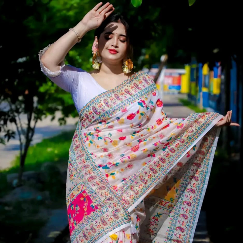 Design Tangail Screen Print Saree Without Blouse Piece For Women in Bangladesh